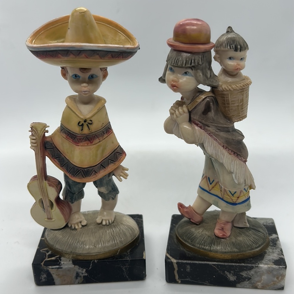 Fontanini Depose Italy Native American Figurines Simonelli Carrara Marble￼ 5”
